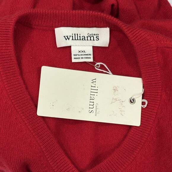 NWT Williams Men’s Size XXL Red 100% Cashmere V-Neck Pullover Sweater - Picture 2 of 2